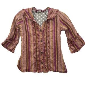 Meli Meli Boutique Girls Youth Size 10 Silk Lined Button Up‎ Boho Top